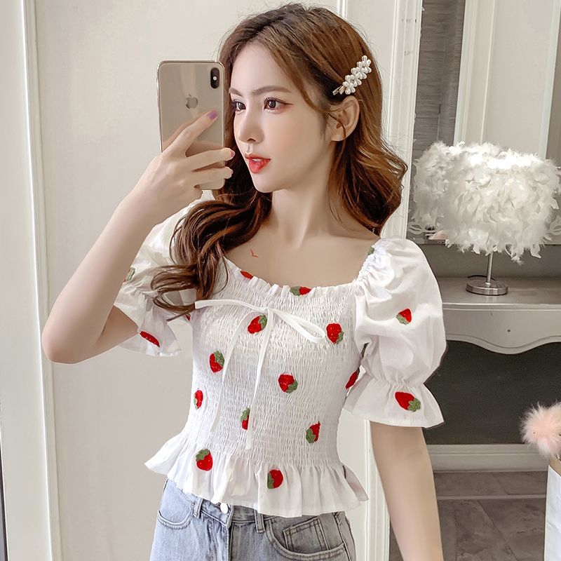 Ready Stock Women's chiffon tops summer new style slim off