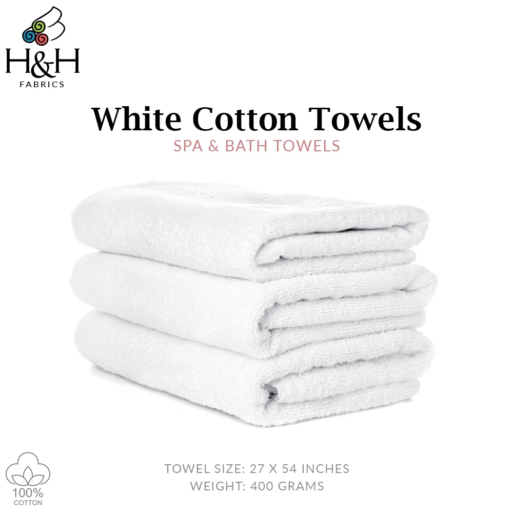 Basics - 2 Piece Quick-Dry Oversize Bath Towel, 100% Cotton, White,  54 x 30