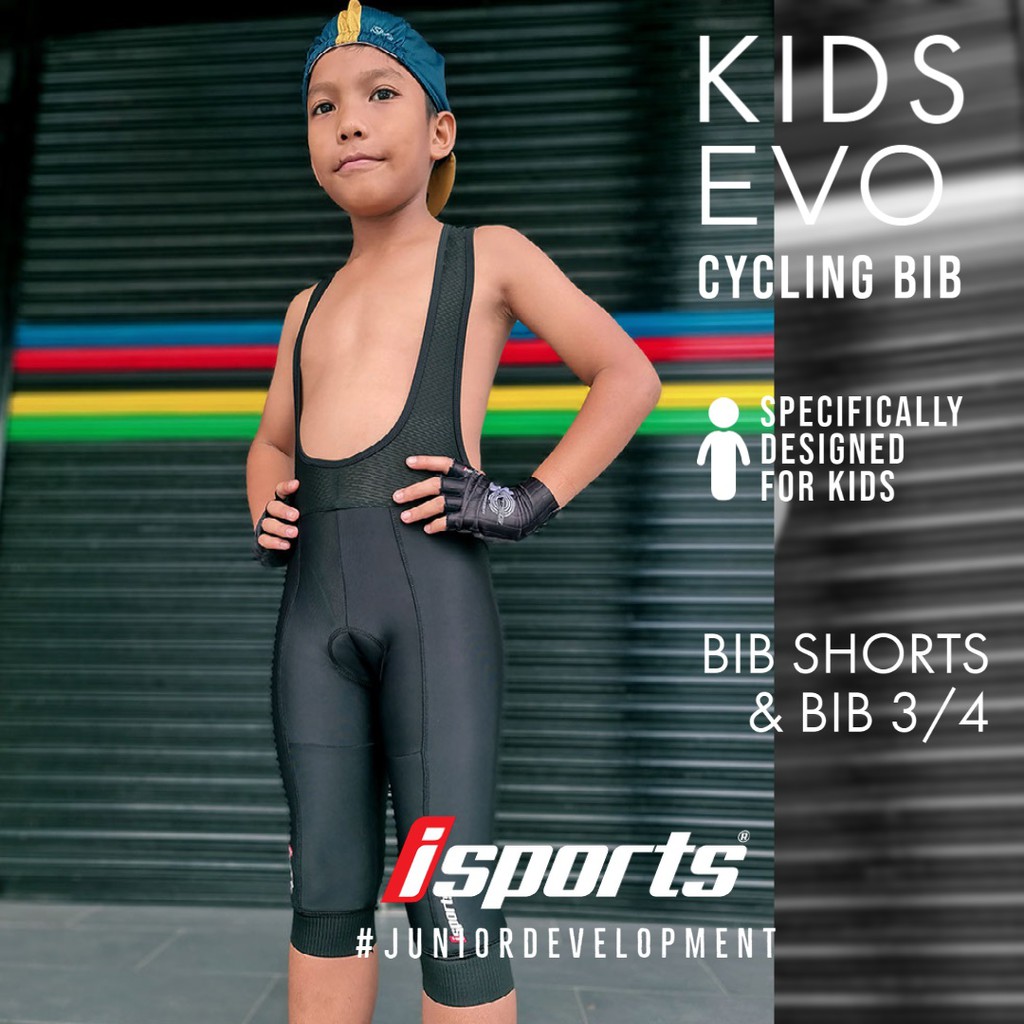 🔥Ready Stock🔥iSports Kids Evo cycling bib shorts and 3/4 Padded Bicycle  RB MTB Road Bike Mountain Children Junior Pants