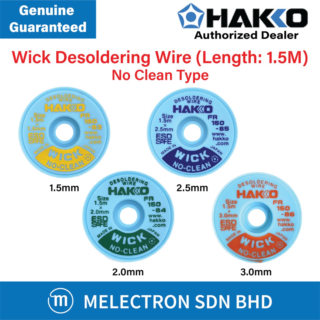 HAKKO FR150-83 / FR150-84 / FR150-85 / FR150-86 No Clean Wick Desoldering  Wire 1.5M