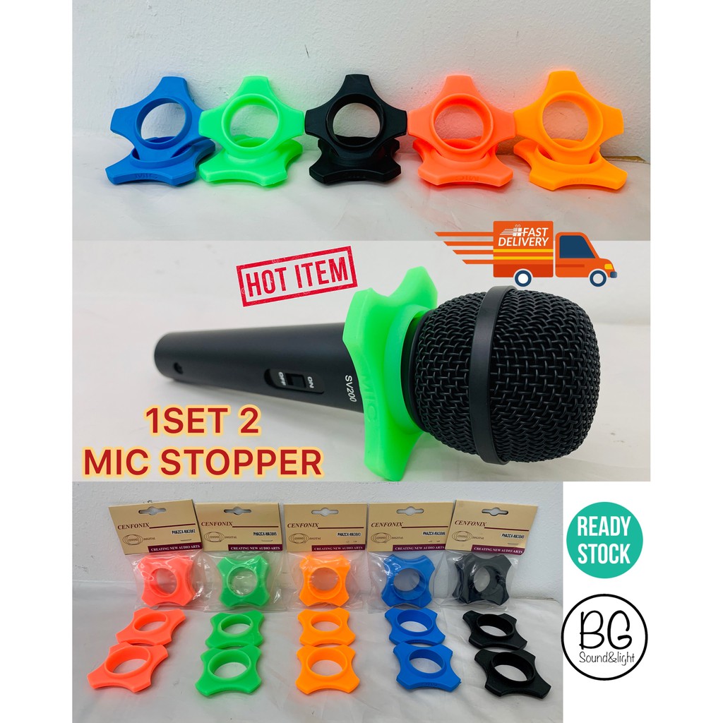 READY STOCK IN MALAYSIA Cenfonix MA38 Colorful Rubber Mic Stopper 2 units Universal Can Support All Wired Microphone