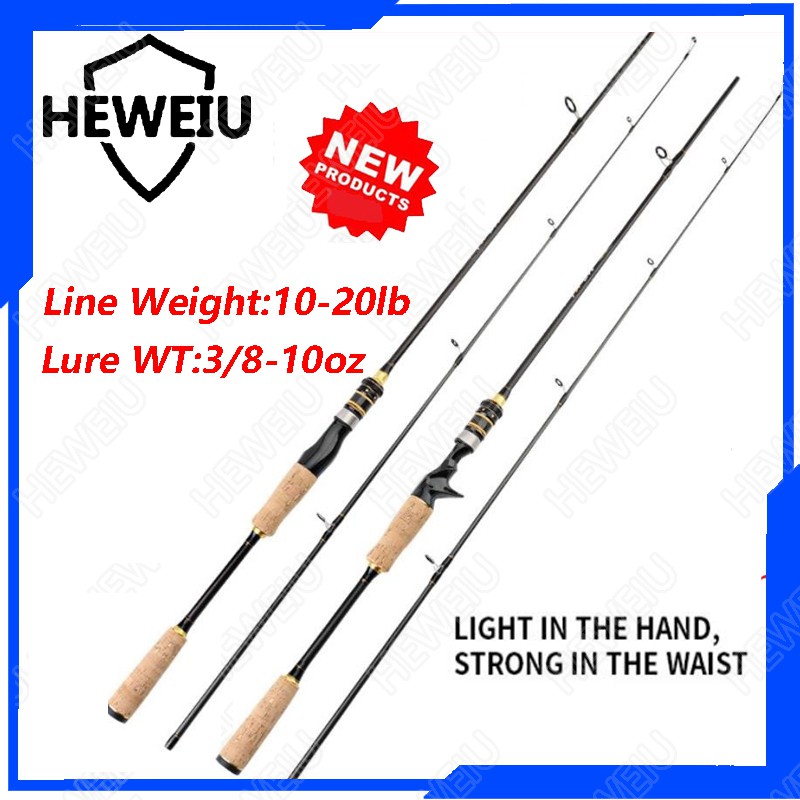Heweiu 2 Section ML Carbon Joran Fishing Rod 1.8m 6ft Casting Rod Spinning  Fishing Rod M Power lure wt 7-30g line weight 10-20LB
