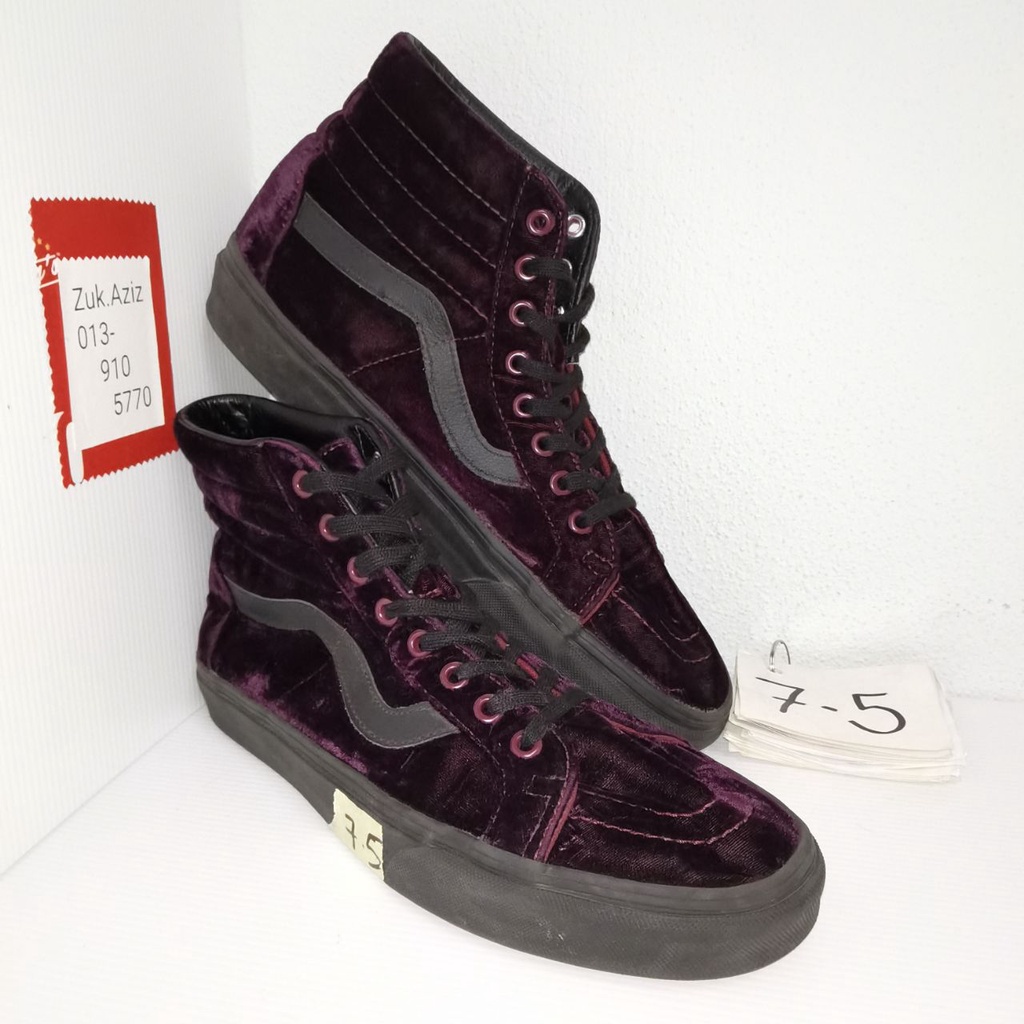 Vans sk8 hi outlet reissue velvet burgundy black