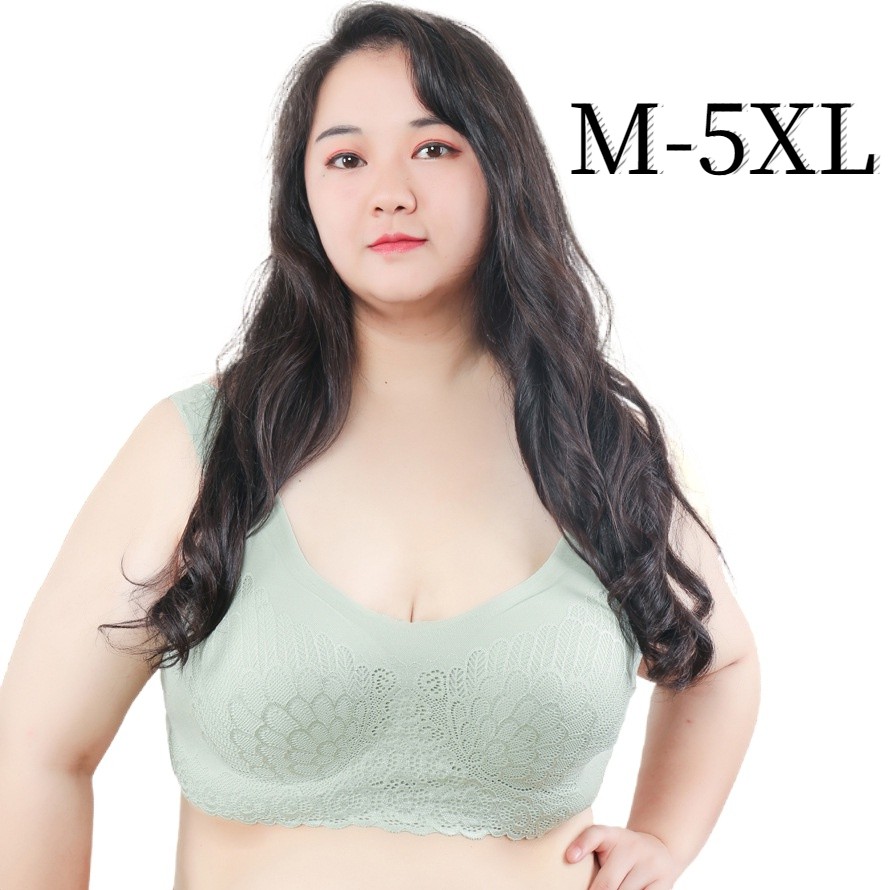 Plus size bra M-5XL XL 2XL 3XL 4XL 5XL 32/70ABC-46/105ABC cup plus size  underwear latex seamless underwear women's sports vest without steel ring  sleep underwear