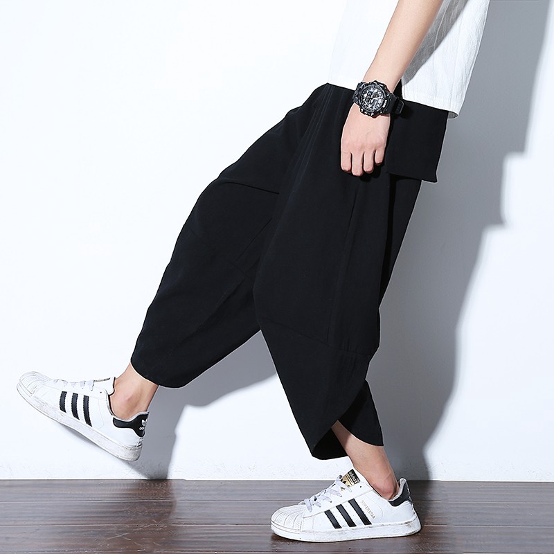 Cotton and linen pants men's casual shorts imitation linen sports