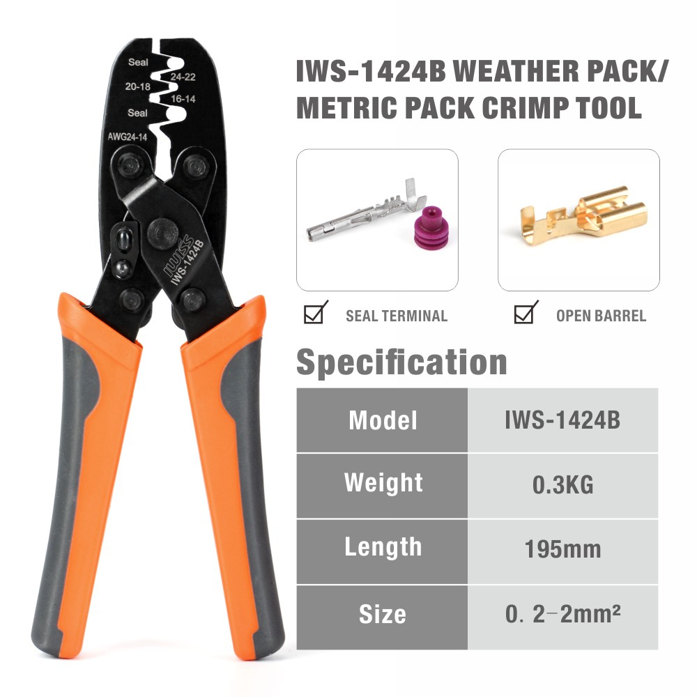 ABN | Open Barrel Crimper Wire Crimper Tool 14-24 Gauge Wire Terminal Crimper