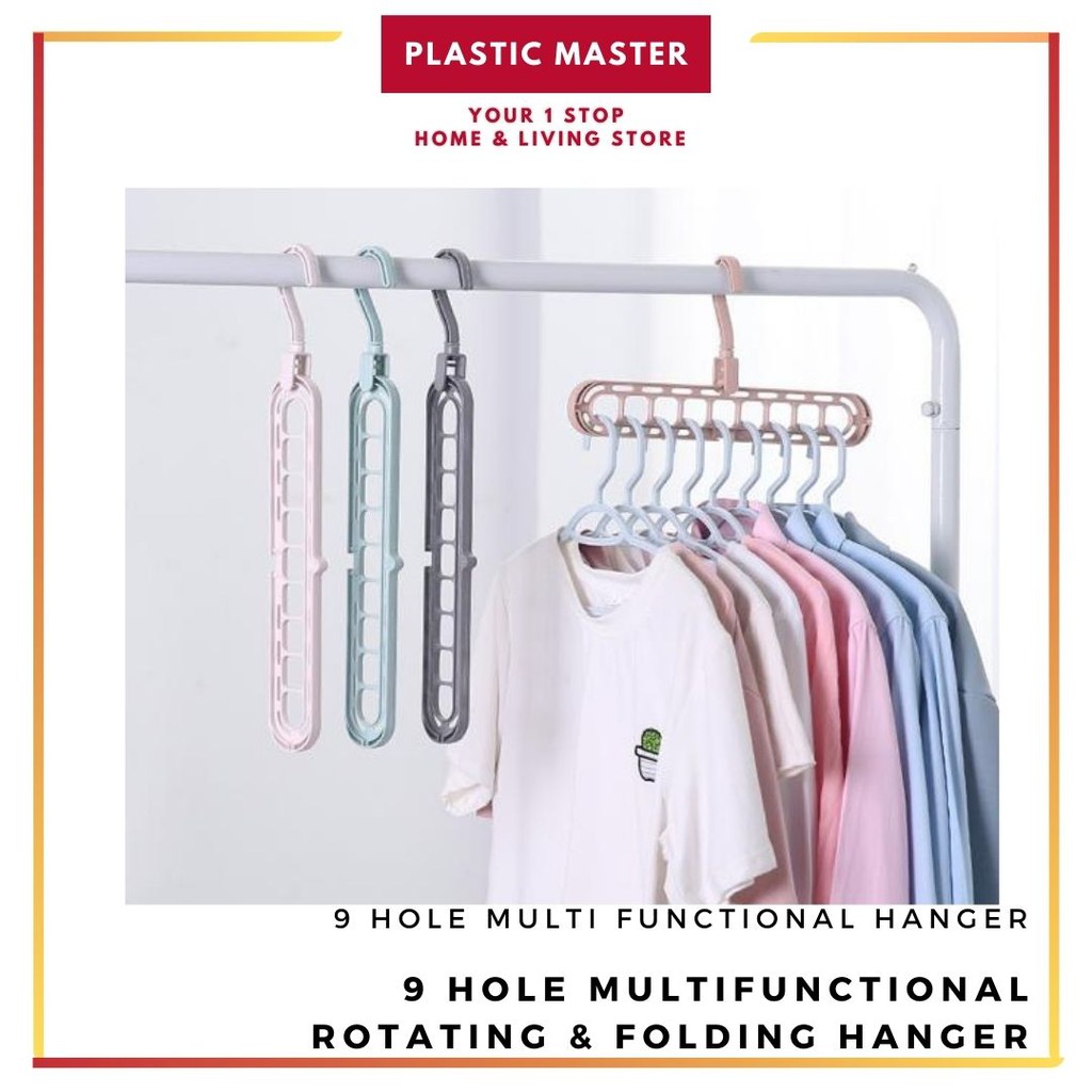 Space Saving Clothes Hanger 9 Holes Multifunctional Smart Closet