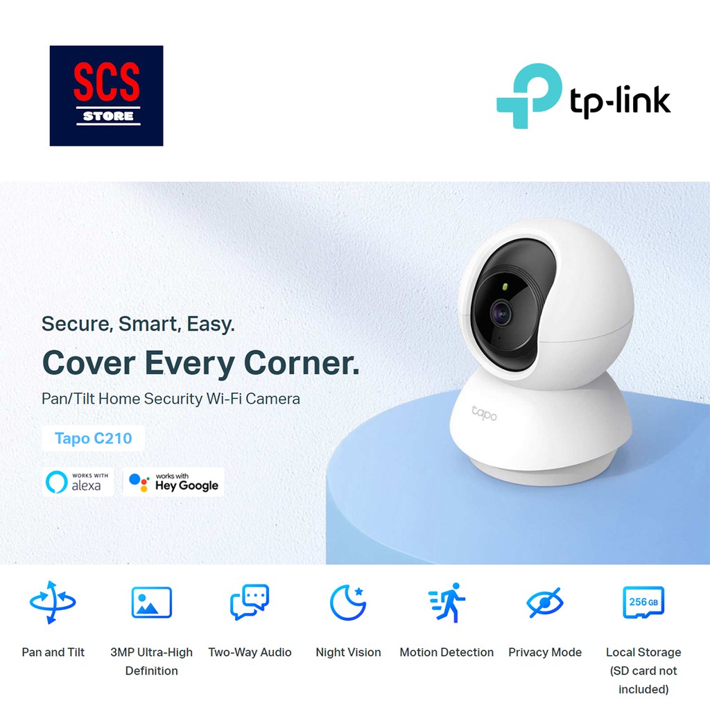 TP-Link Tapo C210 3 MP Pan/Tilt Home Security Wi-Fi Camera Wi-Fi