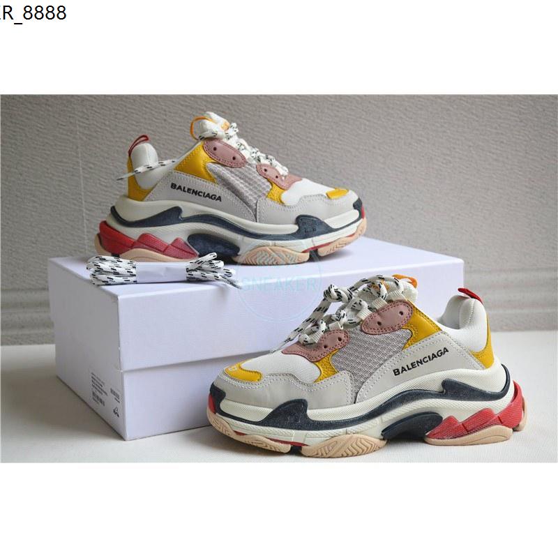 Balenciaga triple s white cheap pink yellow