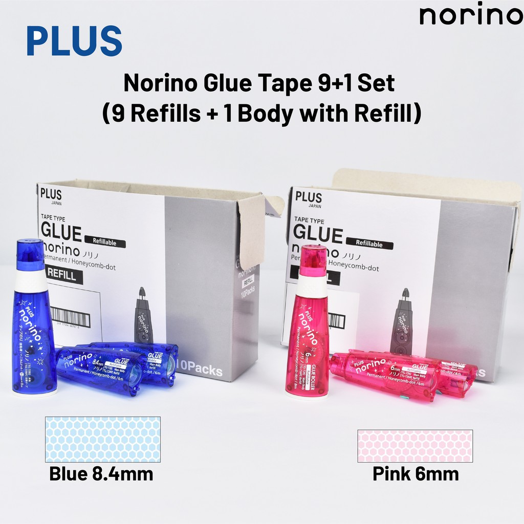 PLUS Norino Glue Tape 9+1 Value Set Refills with 1 Body