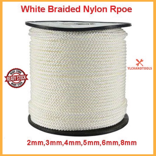 WHITE BRAIDED NYLON ROPE ( 2MM,3MM,4MM,5MM,6MM,8MM )