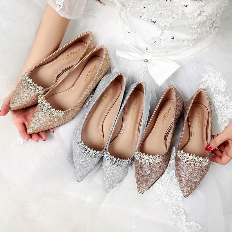 Flat glitter hot sale wedding shoes