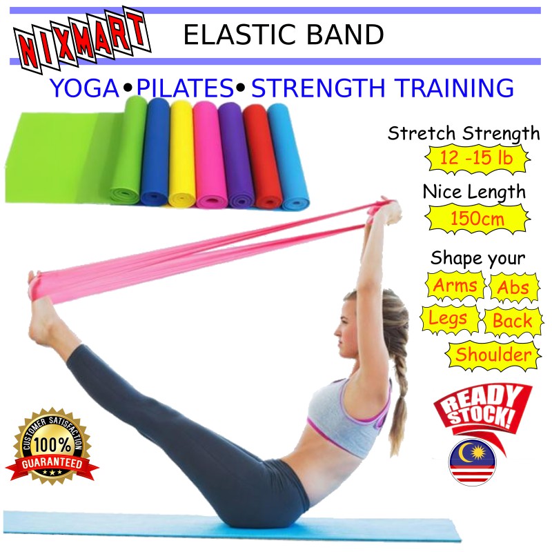 Yoga pilates natural gym stretch resistance exercise fitness training  elastic 150cm rubber band