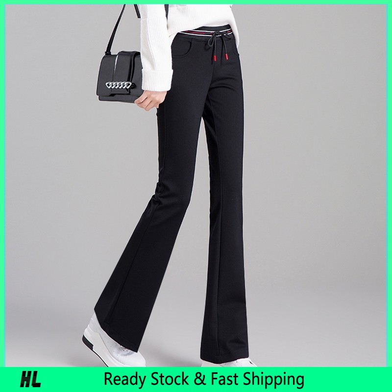 Free Shipping Bootcut Long Pants Women Plus Size Vintage Black Straight Cut High  Waist Pants Seluar Slack Perempuan Hitam Zumba Wanita Clothes Palazzo