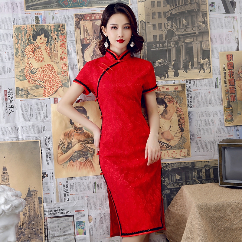 Cheongsam red outlet dress