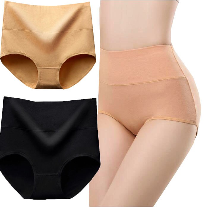 Women Underwear High Waist Briefs Tummy Control Panties Ladies Panty Plus  Size Cotton