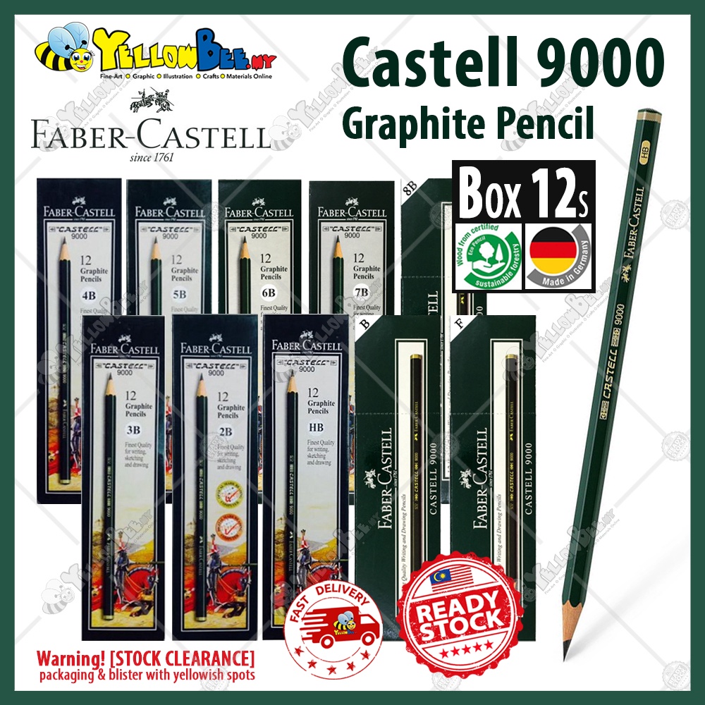 FABER - CASTELL PENCIL 9000 - HARDNESS H 2H HB B - CHOOSE