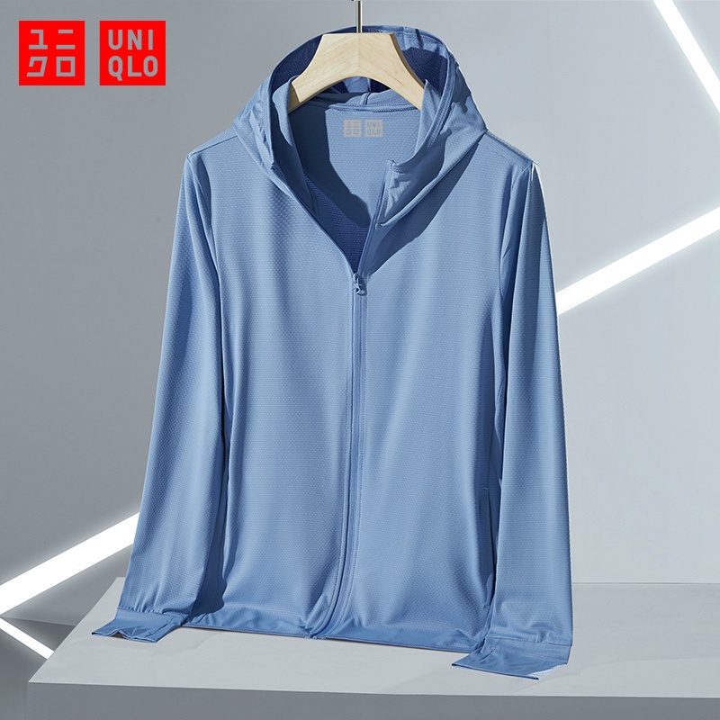 Uniqlo Black AIRism UV Protection Mesh Full-Zip Long Sleeve Hoodie