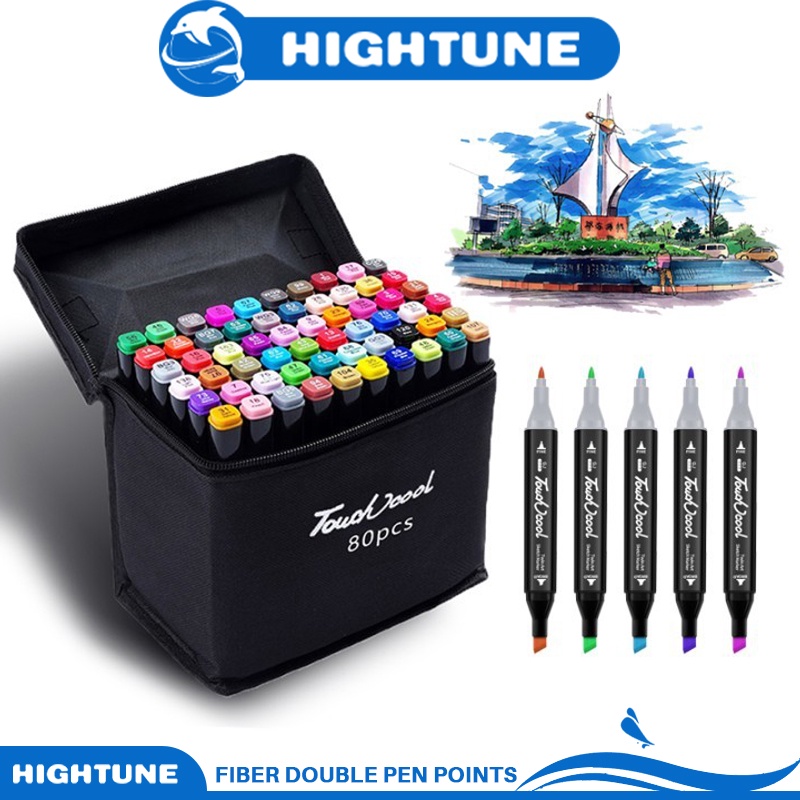 200 color touch smooth sketching markers blender liner pen double-sided  black marker in bag - AliExpress