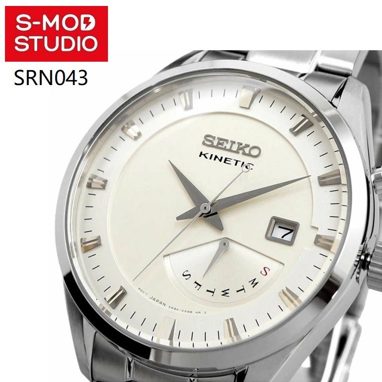 Seiko Kinetic Automatic White Dial Stainless Steel Dress Watch