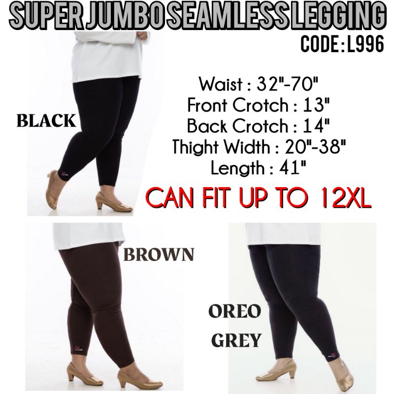 Ready Stock}Plus Size 5xl-8xl Stretchable Seamless Pockets Legging Leggings#L9882