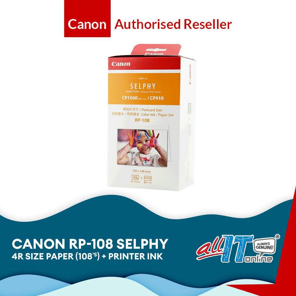Canon RP-108 SELPHY 4R Size Paper + Ink Cartridge Set (108 sheets