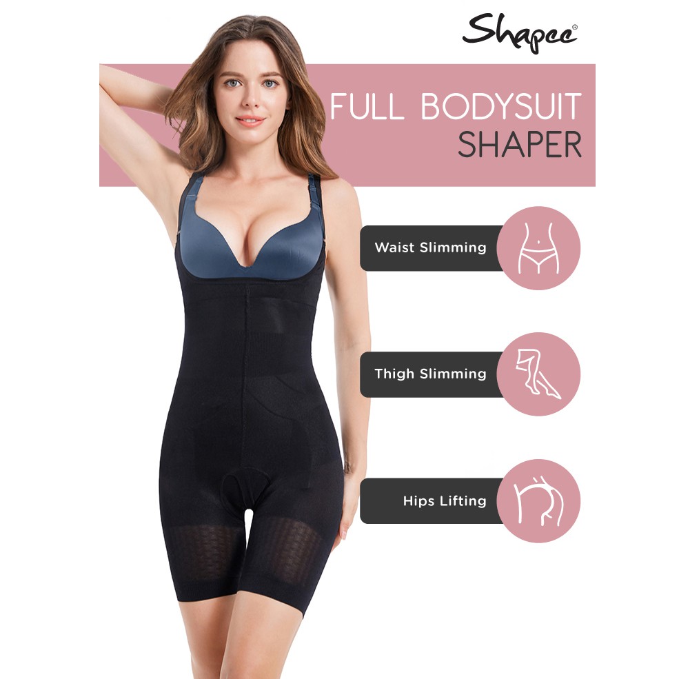 Shapee Full Bodysuit Shaper (Black) - Instant Waist & Thighs