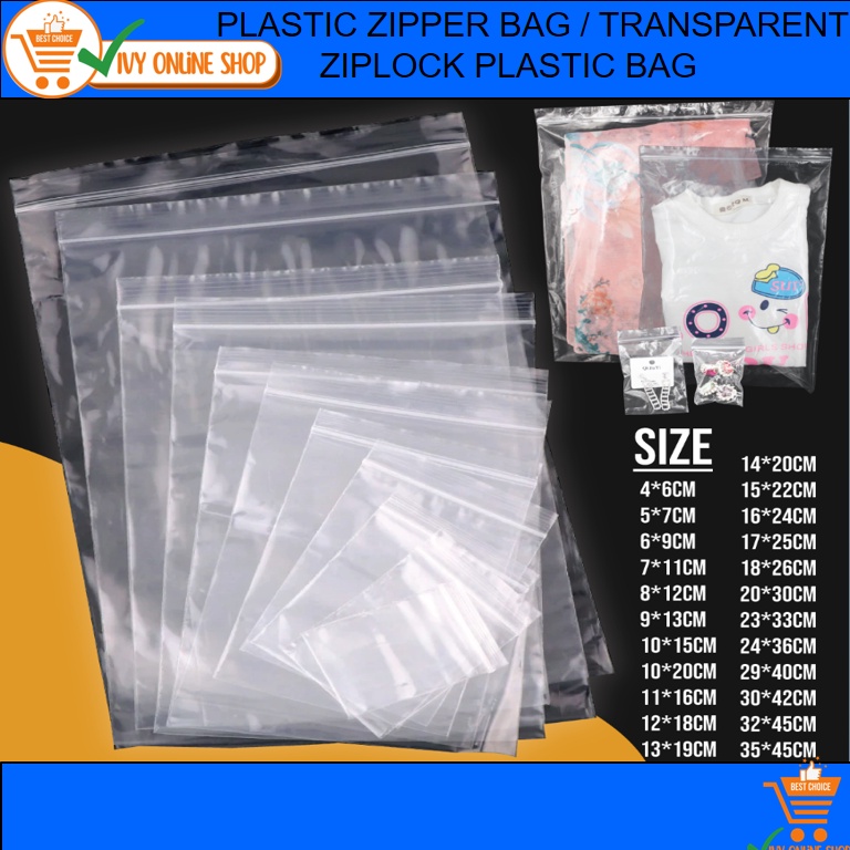 Polyethylene zipper clearance bags