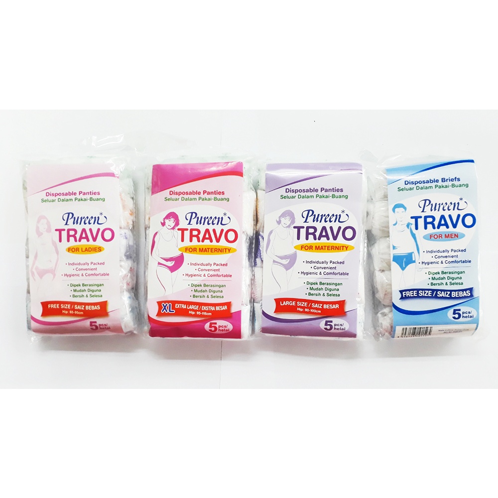 Pureen Travo Disposable Briefs / Panties (5's) (For Men Free Size ; For  Ladies Free Size ; For Maternity L / XL)
