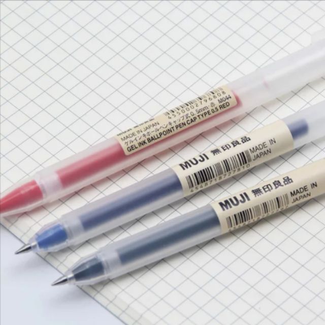 MUJI / GEL INK BALLPOINT PEN / CAP TYPE / 0.38mm / BLACK / 10PCS / Made in  JAPAN