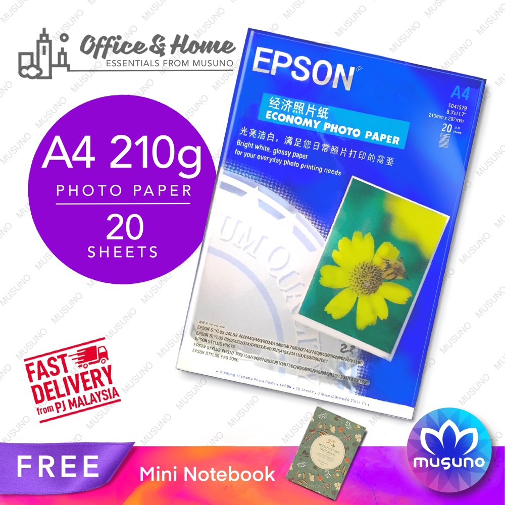 Epson A4 Glossy High Gloss Photo Paper 210g - A4 x 20 sheets for