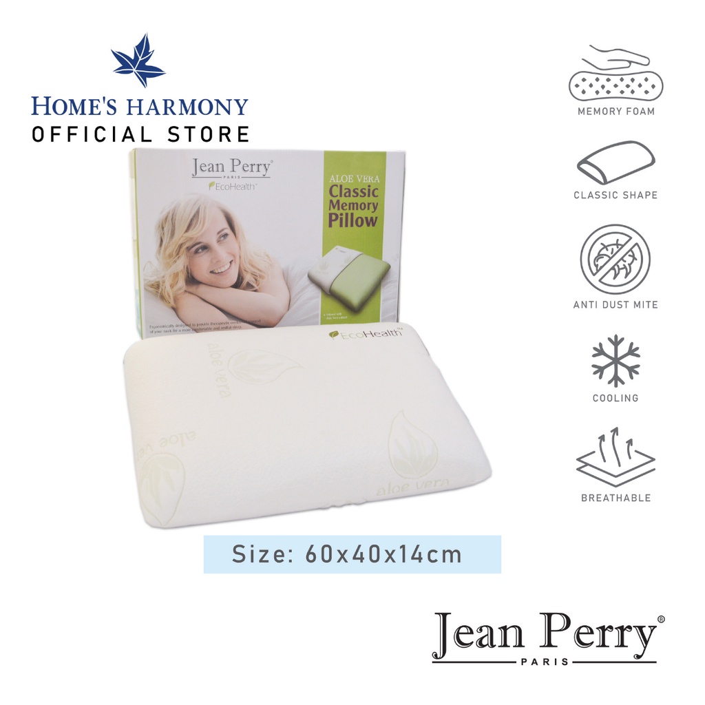 Jean Perry Aloe Vera Memory Foam Pillow Classic Contour Shopee