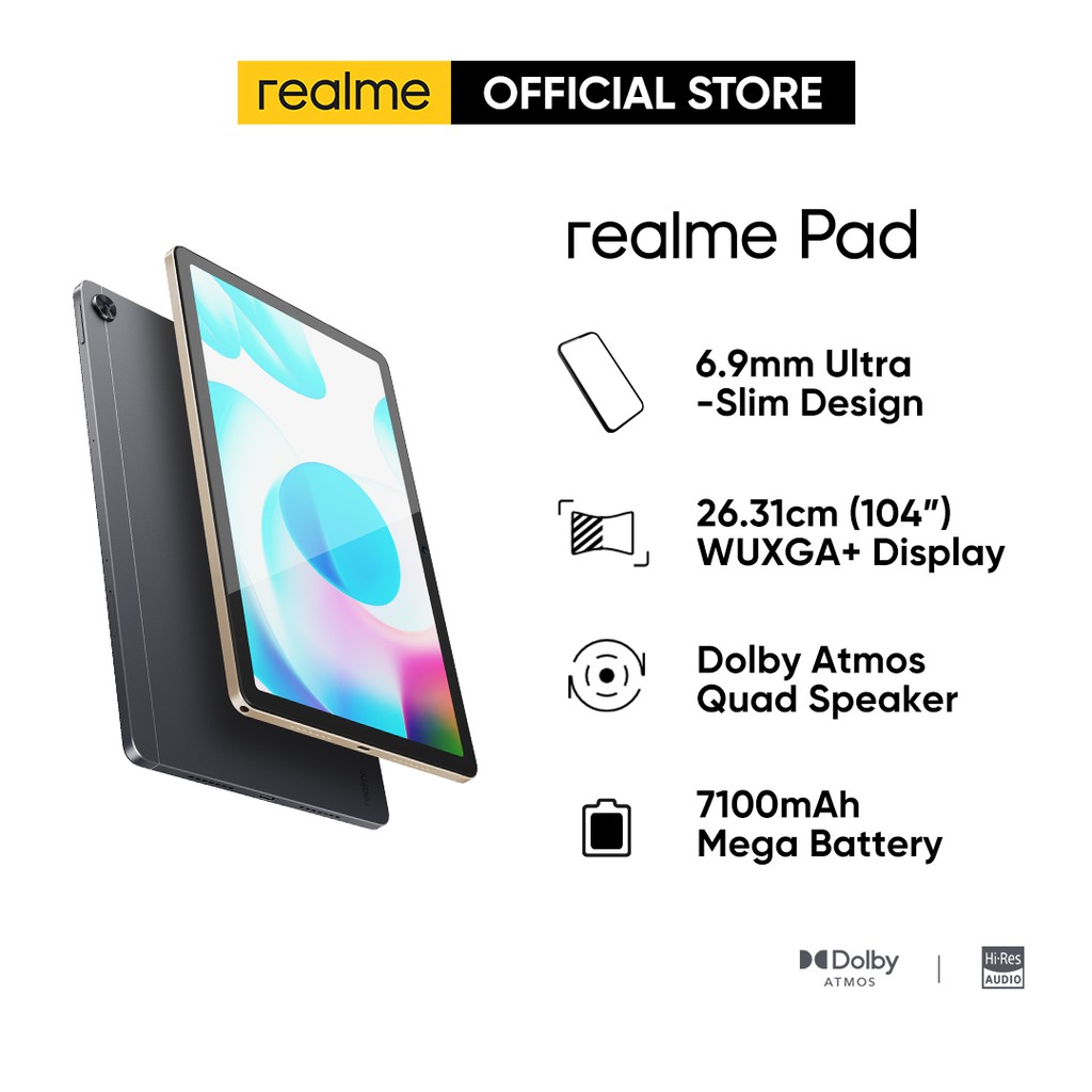 realme Pad (4GB + 64GB LTE/6.9mm Ultra-Slim Design/Dolby Atmos Quad  Speaker/7100mAh Mega Battery)