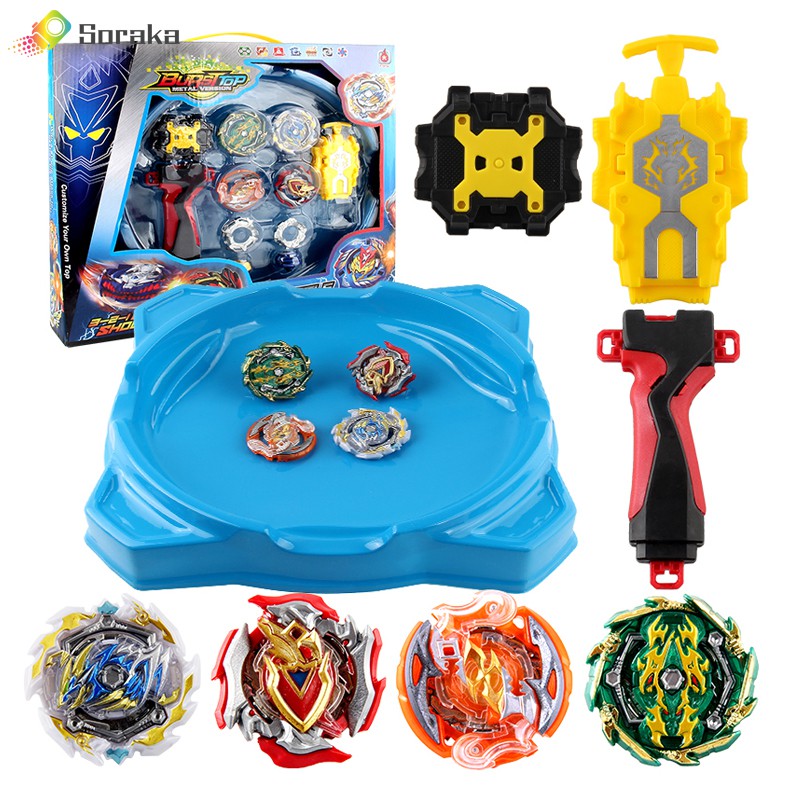 FLAME Beyblade Burst 4 in 1 Set Arena With Handle Launcher Beybalde Kid s Beyblade Toys Boy Gifts BB9