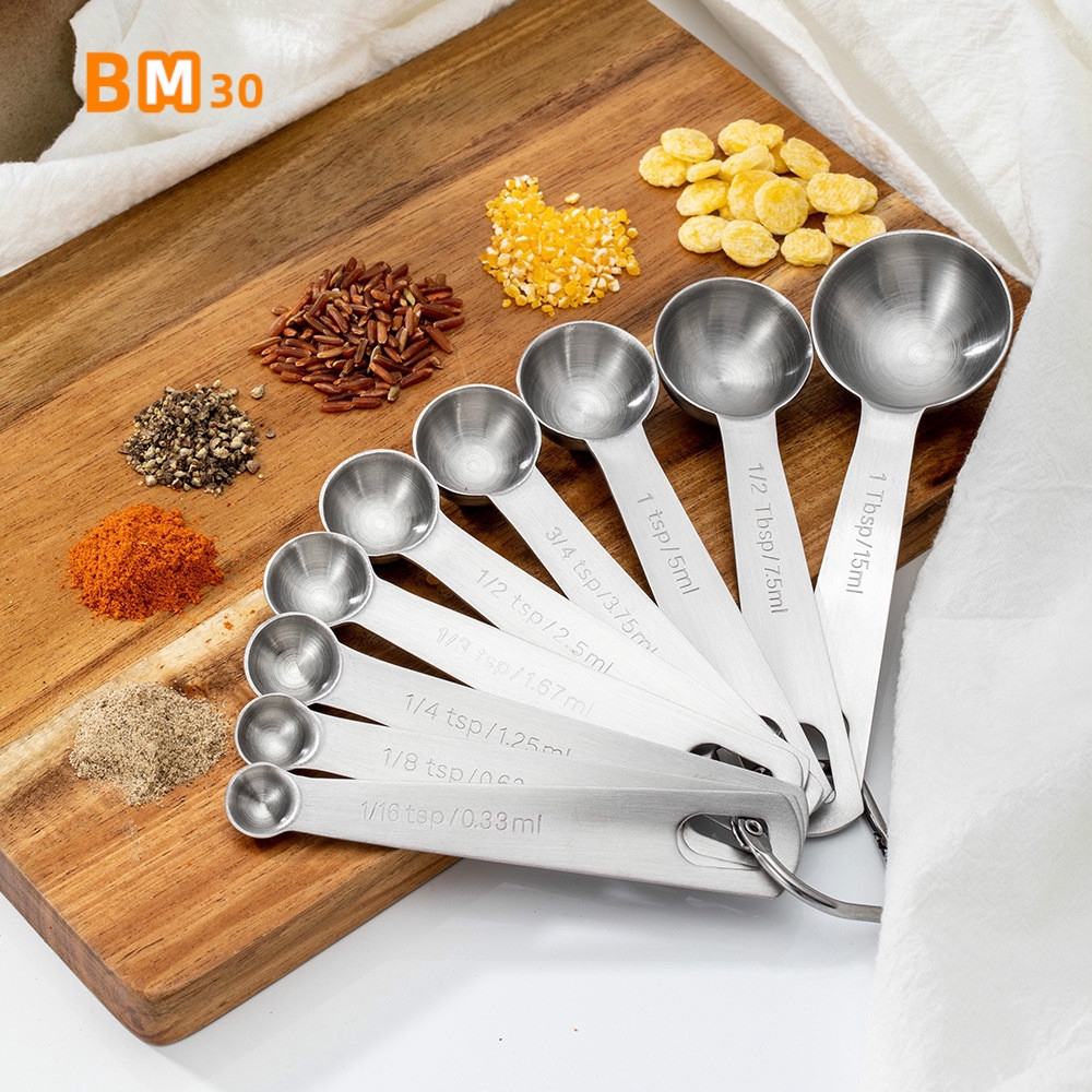 Stainless Steel Measuring Spoons - Set of 4 Premium Metal Spoons - Strong  and Durable - Engraved with Metric and Imperial / US Sizes Including