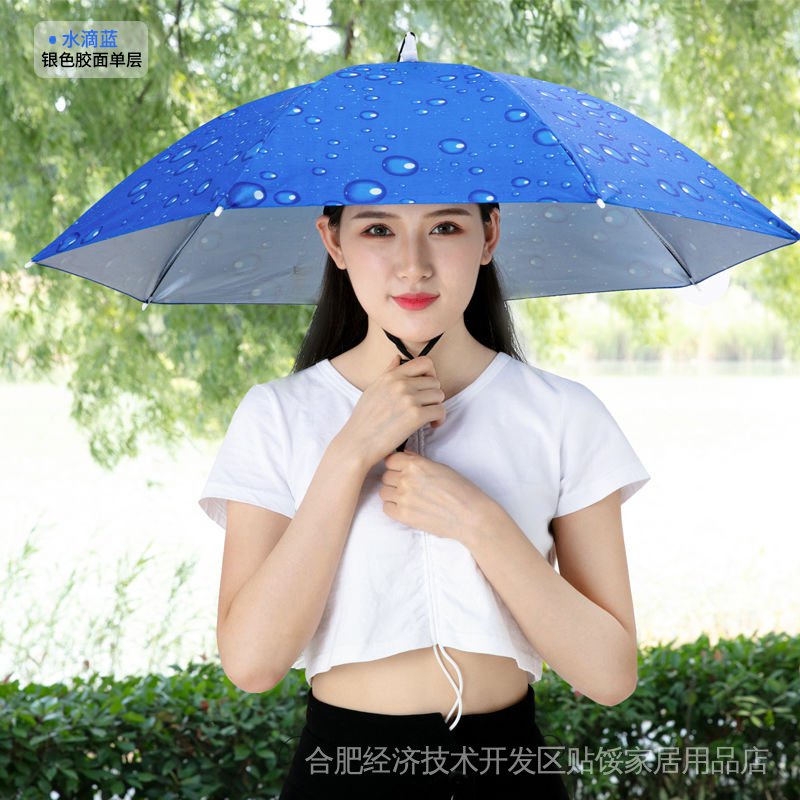 payung besar pasar malam Umbrella Hat Wear Fishing Head Sun Outdoor Tea  Picking Screen Sunscreen