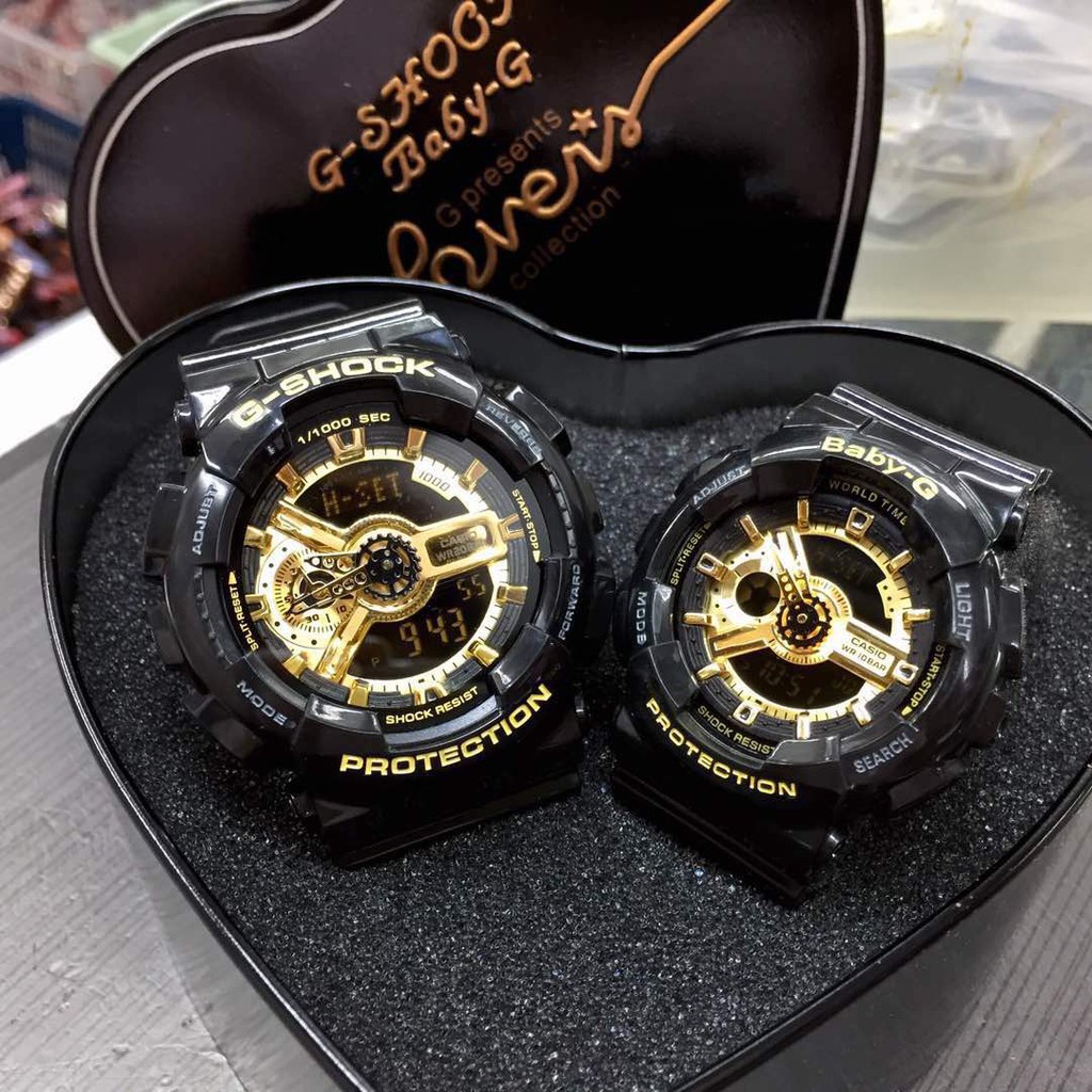 G shock couple watch cheap black gold