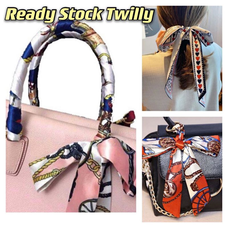 MALAYSIA STOCK Quality Fashion Twilly Ribbon Bag Tied Handle Ribbon Scarf  H-004