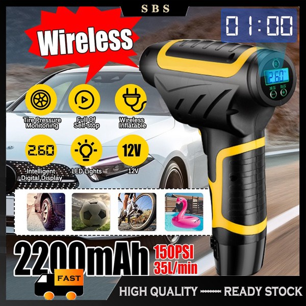 Air Pump Car Tyre Inflator LCD Display Wired Or Wireless 150PSI 35L/min  120W Cordless Handheld Inflatable