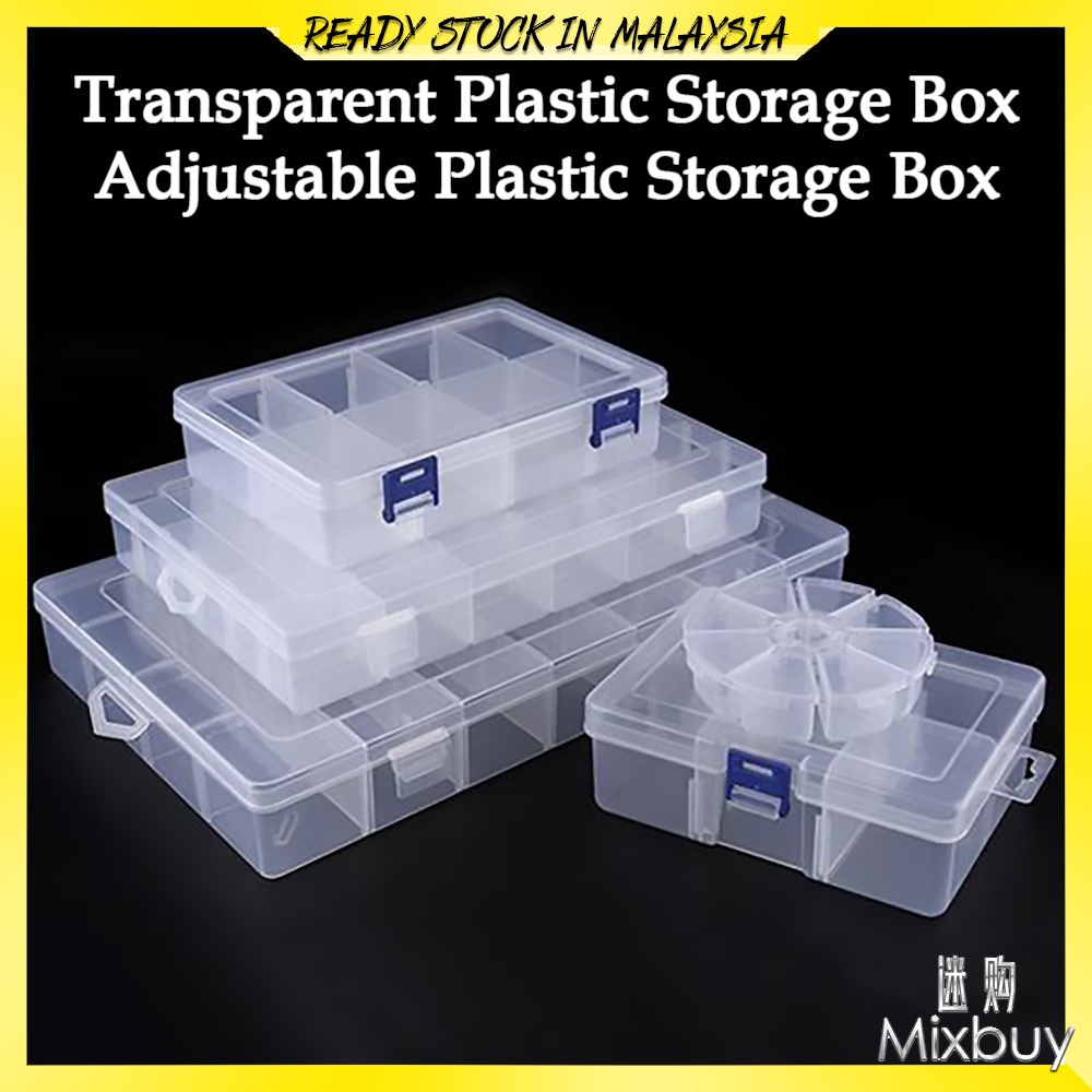 Transparent Plastic Storage Box Adjustable Plastic Storage Box for
