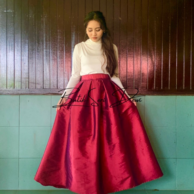 Princess Thai silk pleated a line shines maxi skirt Shopee Malaysia