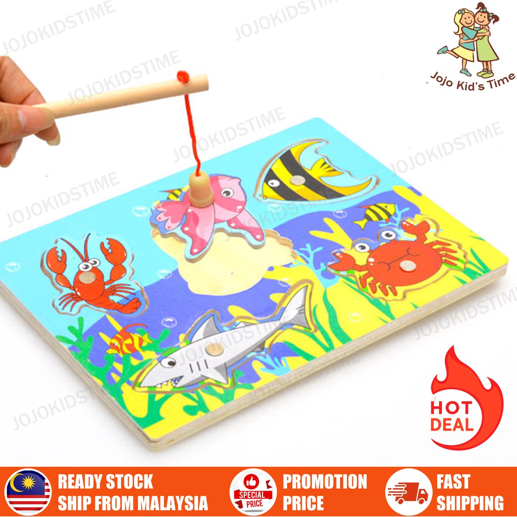 Magnetic Fishing Game Toddler Wooden Toys Preschool Fish Board Games