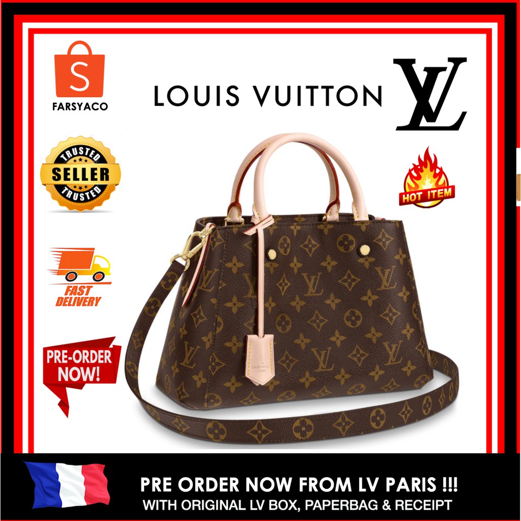 Original Louis Vuitton LV Montaigne GM Canvas Handbag with Strap