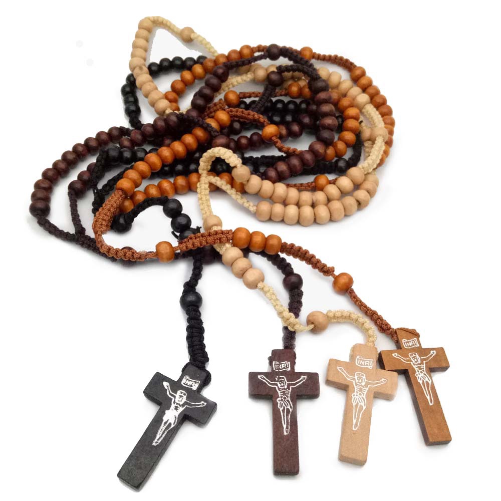 Wooden rosary deals necklace mens