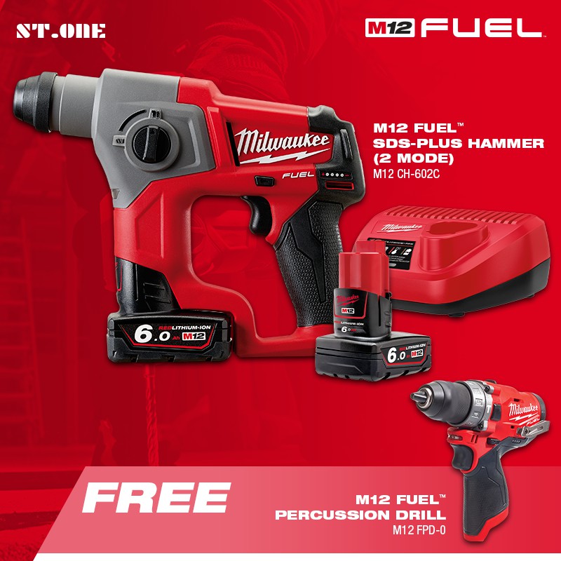 Milwaukee M12 CH 602C FUEL SDS Plus Hammer 2 Mode Shopee Malaysia