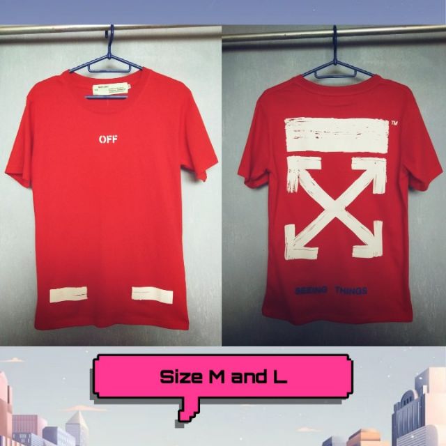 Off White Red Brushed Tee Readystock Bukan Pre order