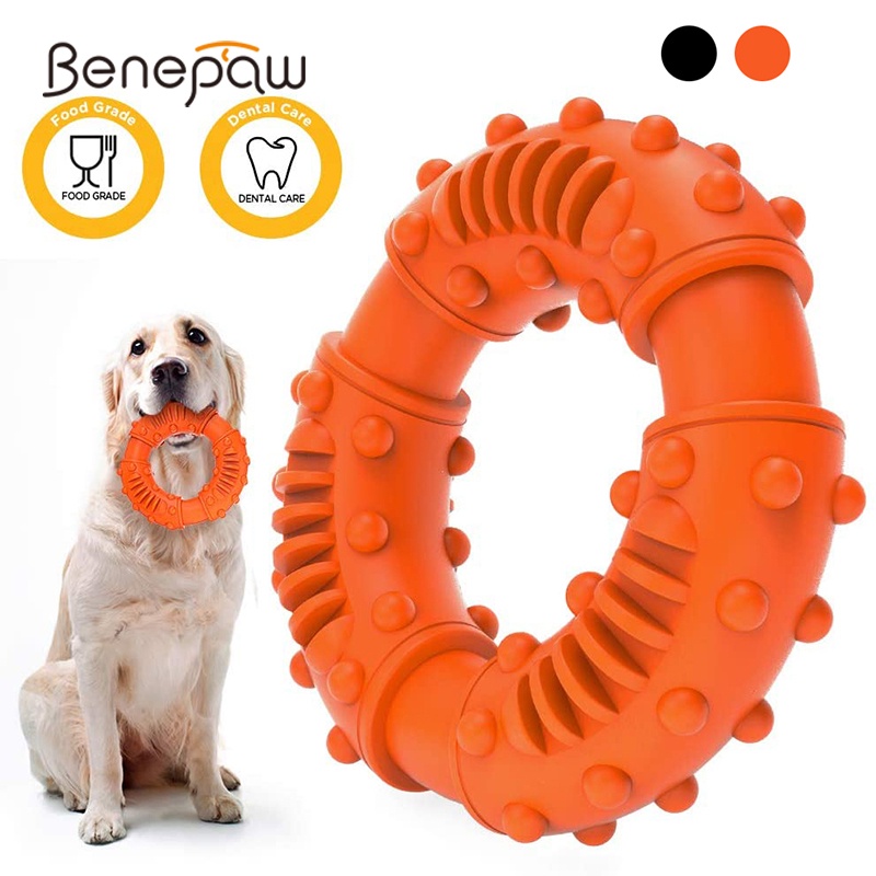 Benepaw Durable Self-Playing Dog Chew Toys Safe Rubber Food Dispensing  Puppy Toys Rope Teeth Cleaning