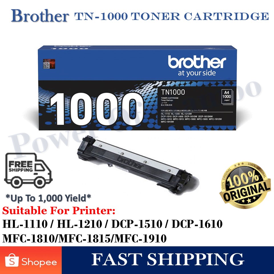 Brother TN-1000 Black Original Toner Catridge For HL-1110, HL-1210W, DCP-1510,  DCP-1610W, MFC-1810, MFC-1815, MFC-1910W ( TN1000,1000)