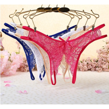 Woman Lace Thong open crotch G-String Sexy Panty hole T-back