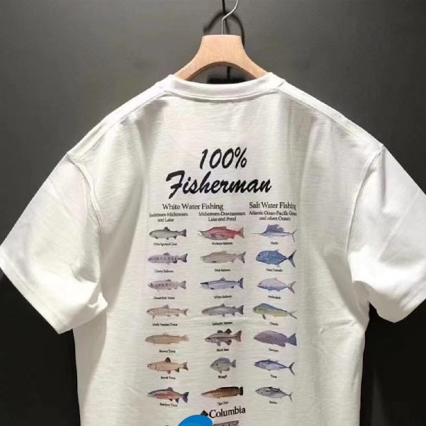 Columbia joint PFG Logriver fishing print short-sleeved T-shirt